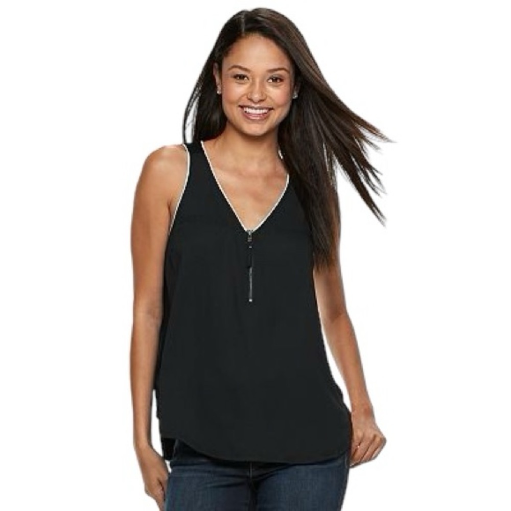 Candie’s Zip Front Tank Top Black & White Size XS